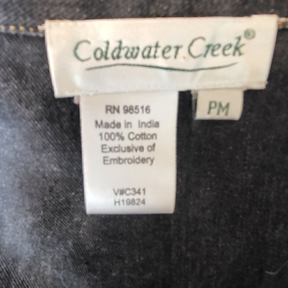 Coldwater Creek Denim Embroidered Flowered Jean Jacket - Picture 3 of 9